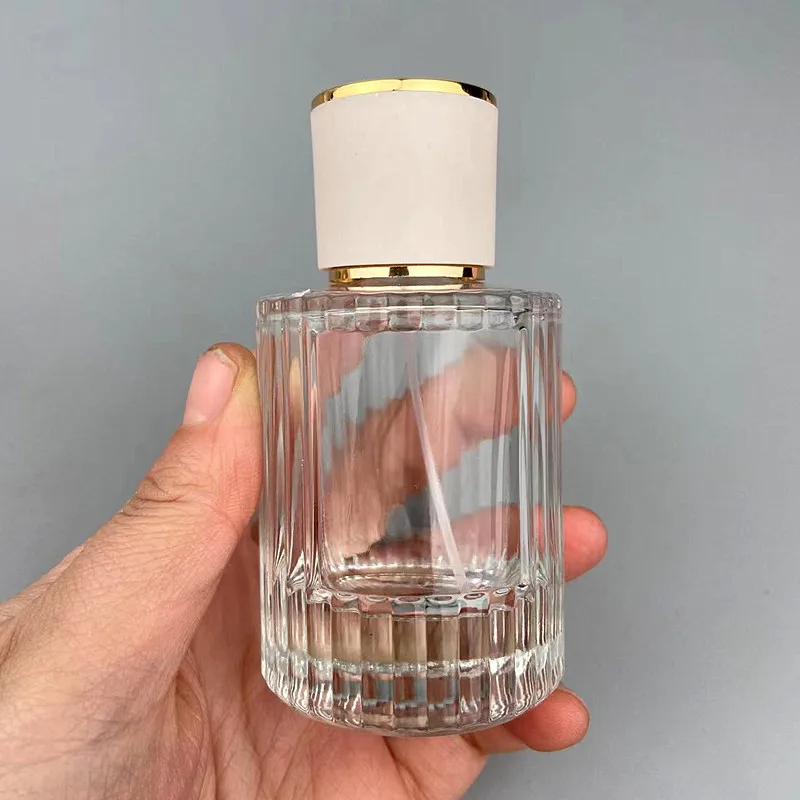 30ml/50ml Refillable Clear Glass Perfume Bottle Striped Spray Makeup Dispenser Bottle