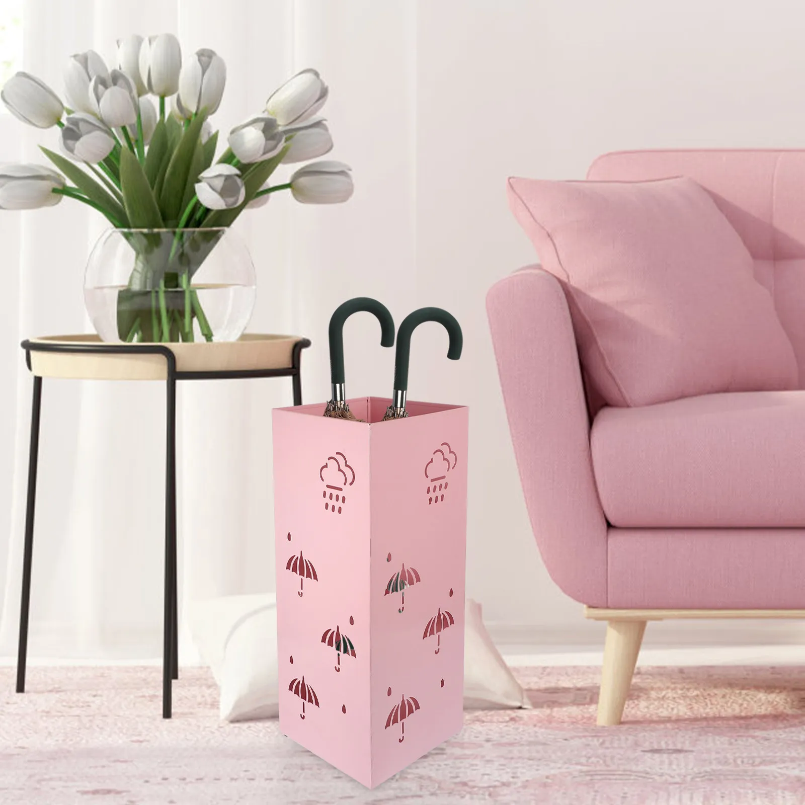 

Metal Umbrella Storage Bucket Sturdy Iron Umbrella Holder Organizer for Home Office Entryway Large Capacity Foldable Umbrellas
