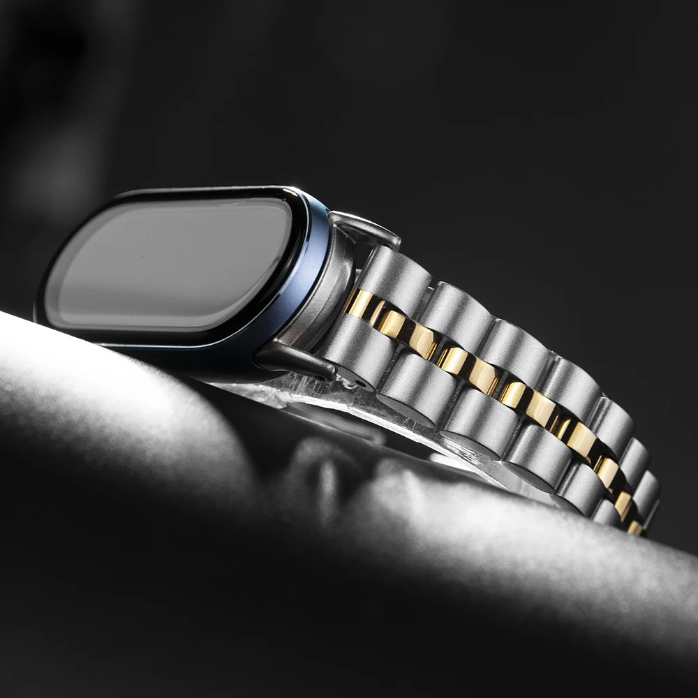 MiBand 10 حزام ل Mi Band 10 9 8 معصمه ل Mi Band 9 سوار الفولاذ المقاوم للصدأ حزام (استيك) ساعة ل Xiaomi Mi Band 8 الأشرطة المعدنية