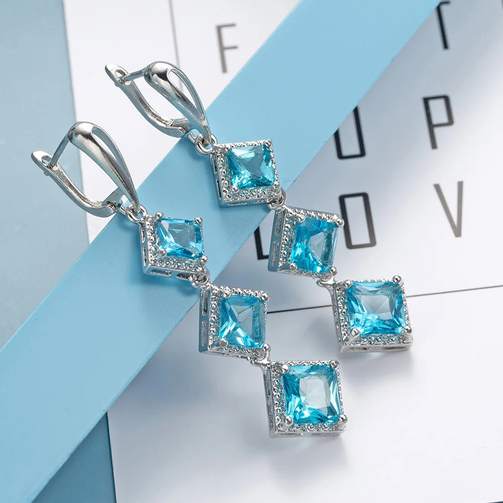 مجوهرات الأزياء الساخنة البند البوهيمي كريستال من هاو شي النمساوية مبالغ فيها الأقراط الطويلة للنساء #2