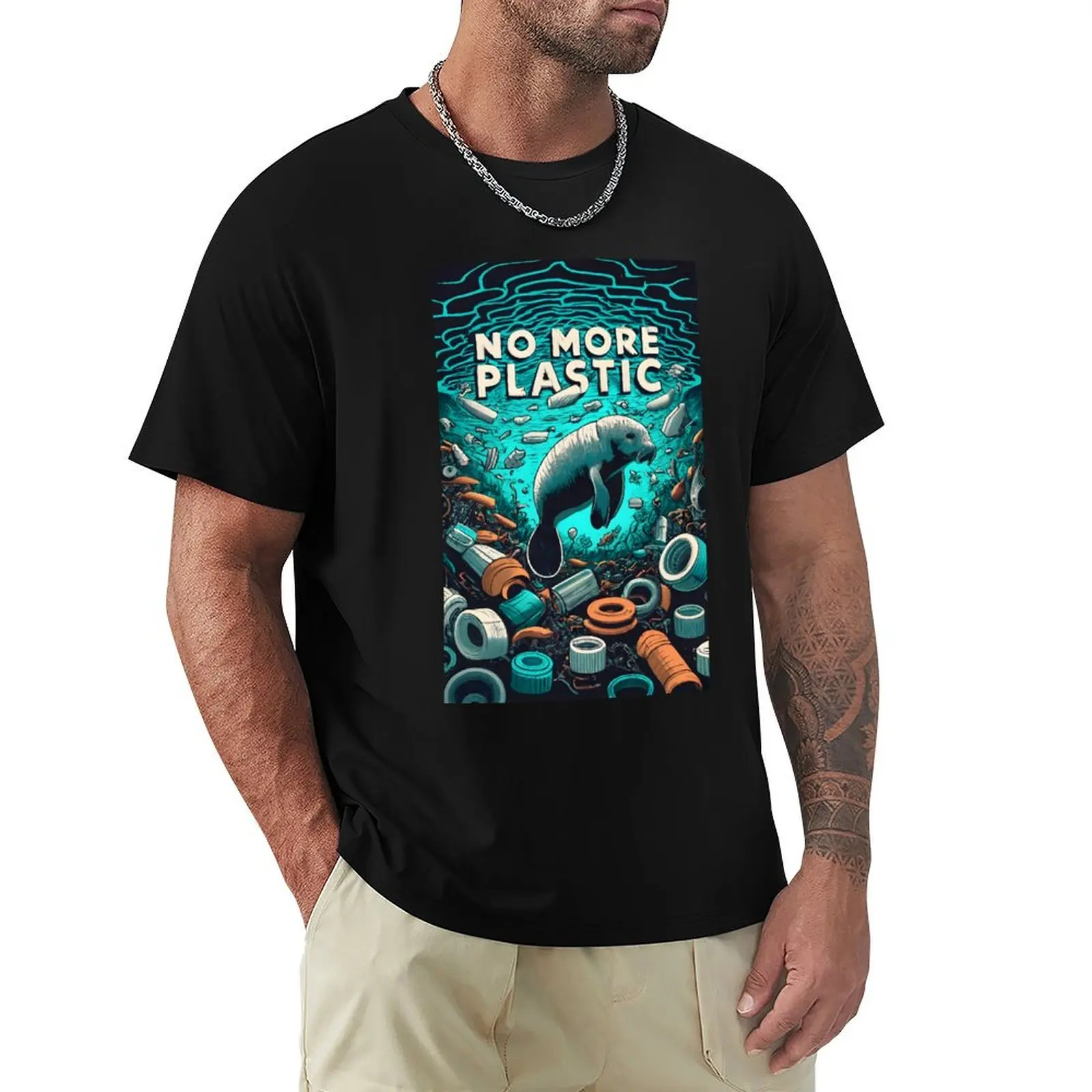 No More Plastic - Save the Manatee T-Shirt Holiday Outdoor T-Shirt