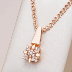 Kinel Hot 585 Rose Gold Color Crystal Flower Pendant Necklace For Women Full Shiny Natural Zircon Accessories Daily Fine Jewelry