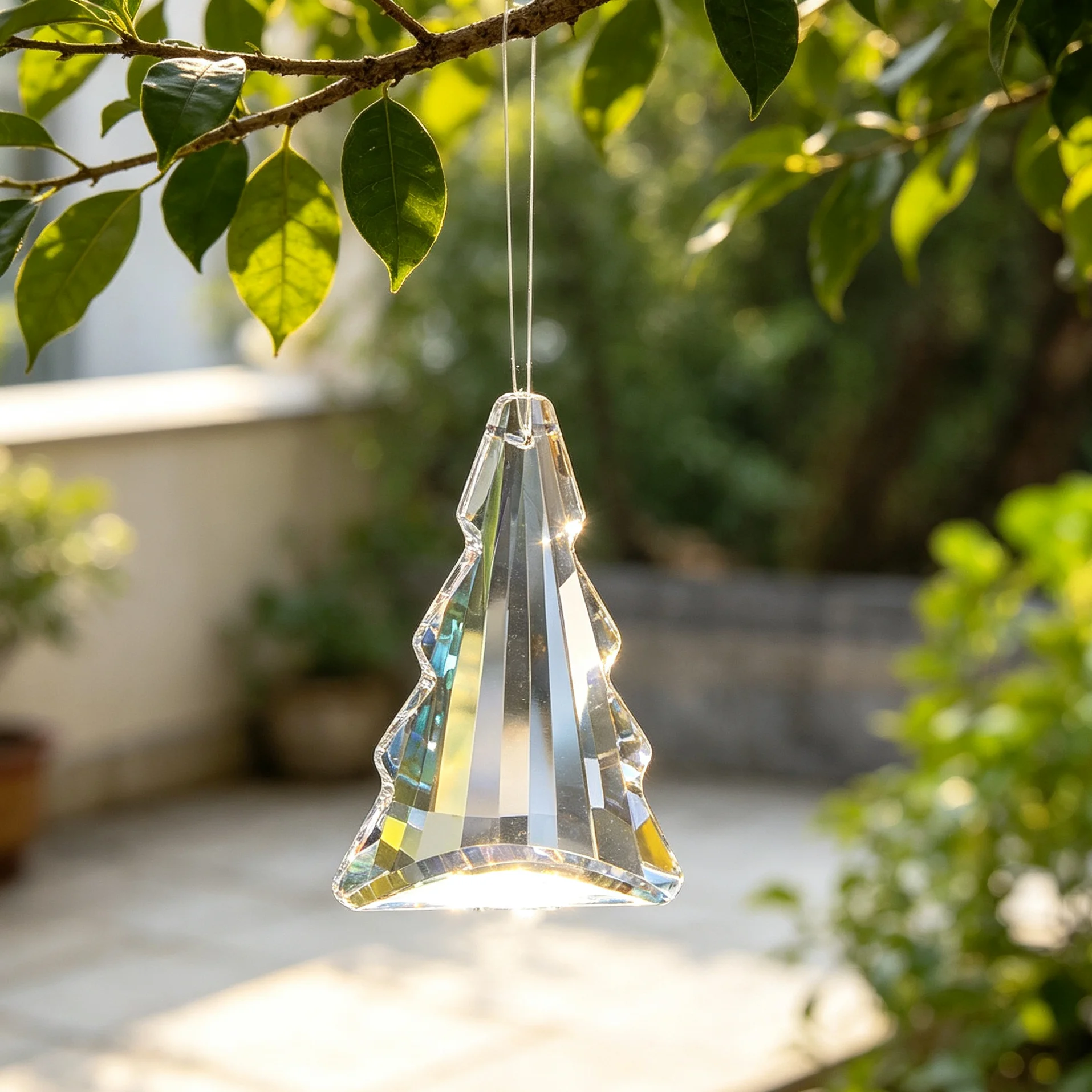 Crystal Christmas Tree Suncatcher Prism Pendant 2 Colors Clear AB Glass Hanging Ornament Holiday Party Window Home Decor Gift