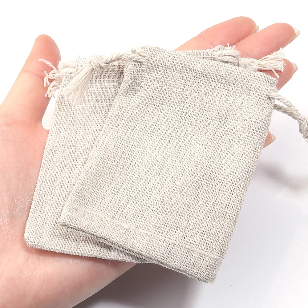10Pcs/lot 8*10/9*12/10*14/13*17cm Jute Drawstring Pouch Burlap Bags Wedding Birthday Party Gift Bags Jewelry Supplies F2759