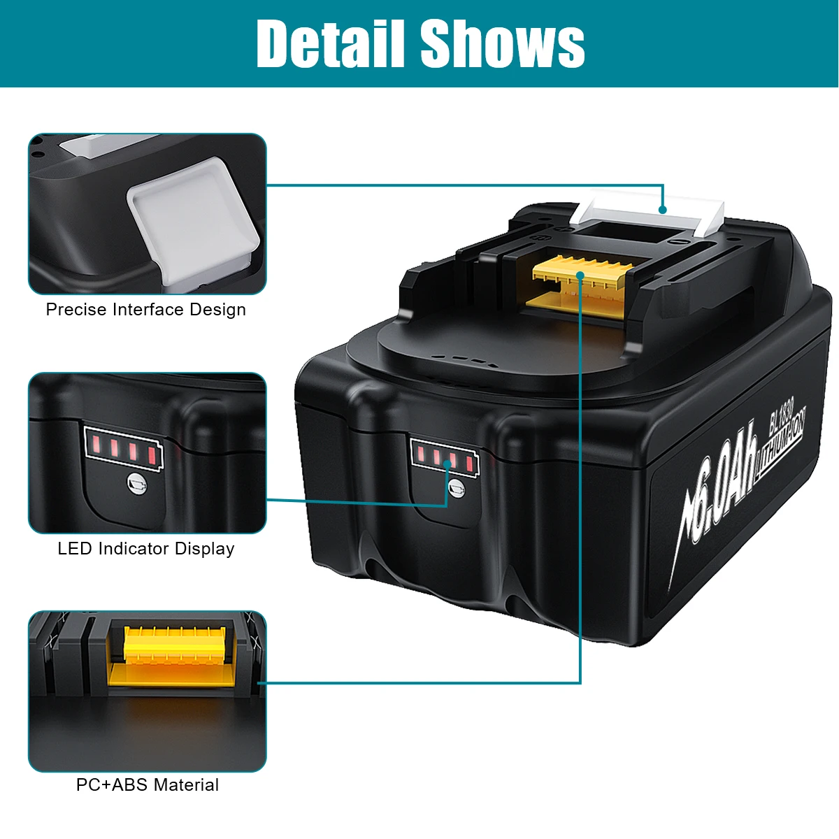 Latest BL1830 18V 6000mAh Battery and charger For Makita 18V Battery Rechargeable Replacement BL1840 BL1850 BL1860 BL1860B Tools