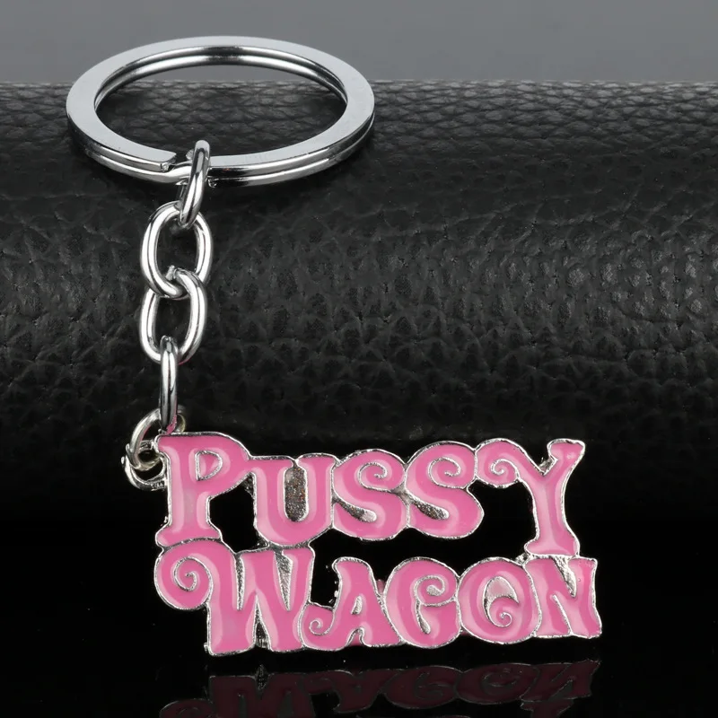 Movie Kill Bill Pussy Wagon Letter Keychain Metal Enamel Key Rings For Women Men Car Accessories Gift