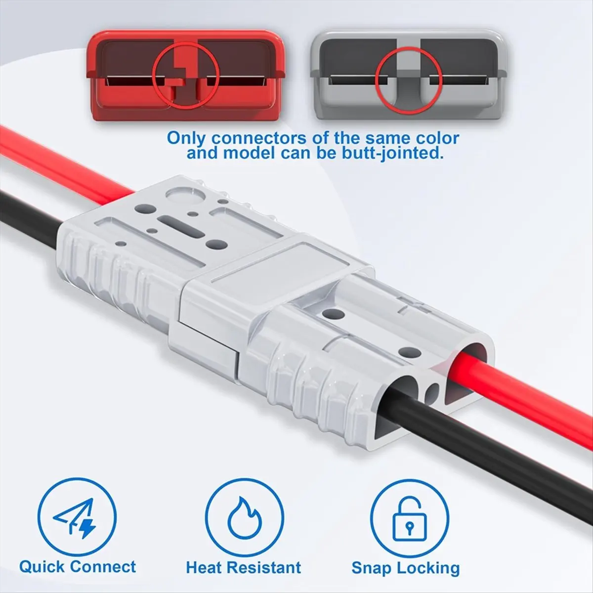 Immagine 4: Connettore di Scollegamento Rapido per Batteria ABFA 50A con Cavo 8AWG e Kit Connettore per Cavo di Prolunga con Staffa di Monta