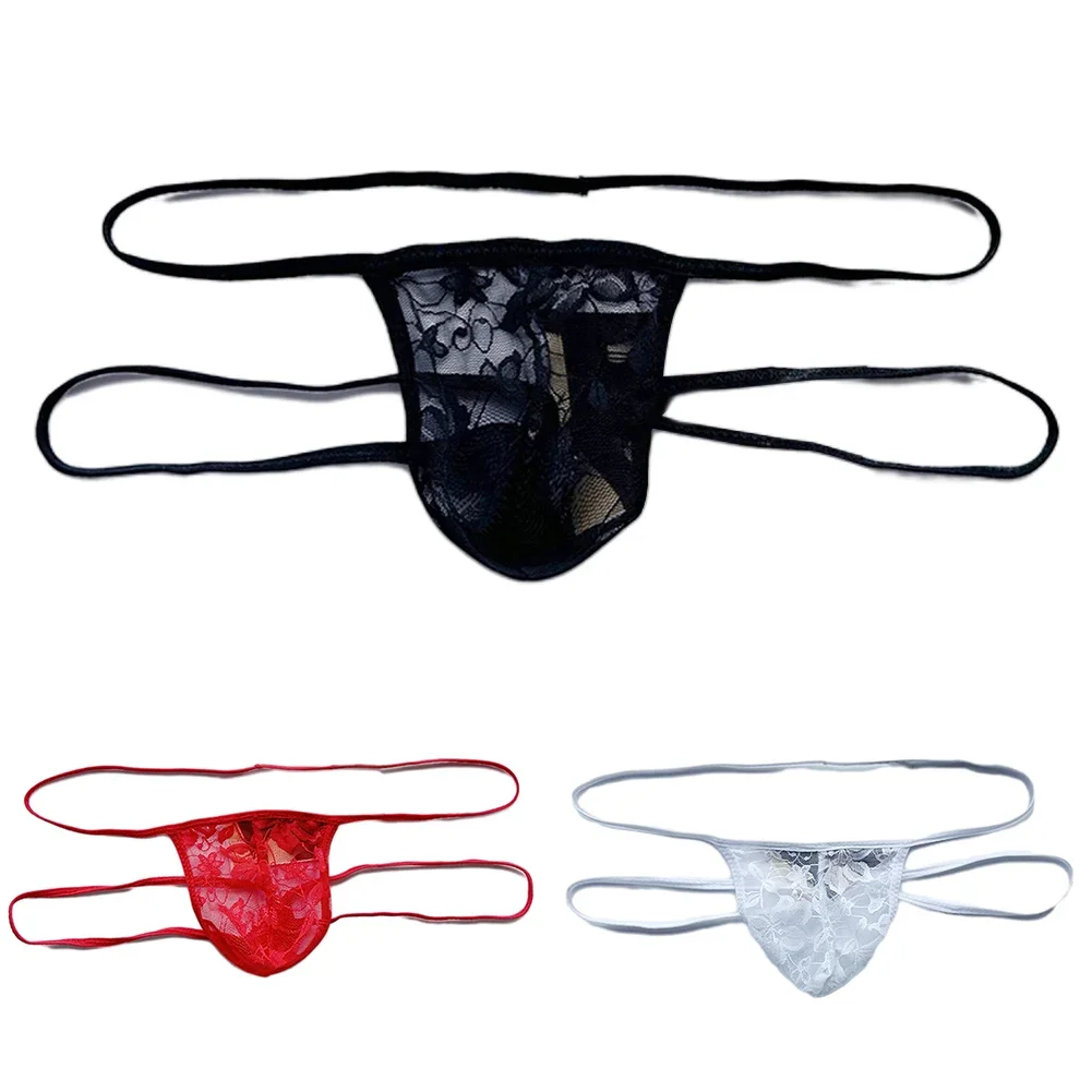 

Men Lace Lingerie Shorts Low Waist Panties Ultra-Thin Underwear See Through Soft Thong Erotic Underpants Solid Breathable Briefs