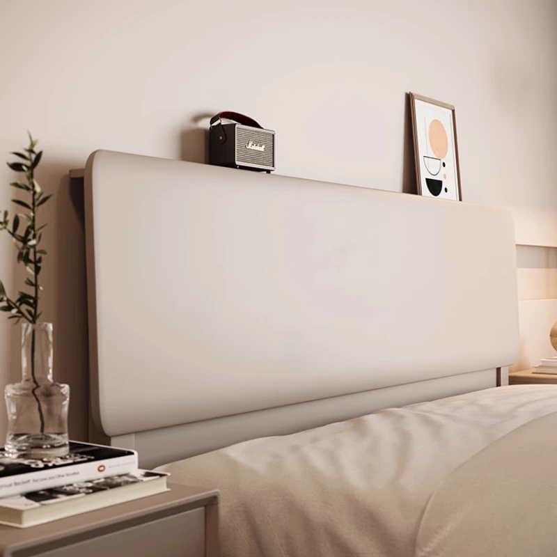 

Nordic gray solid wood bed, all solid wood modern simple master bedroom double bed small apartment
