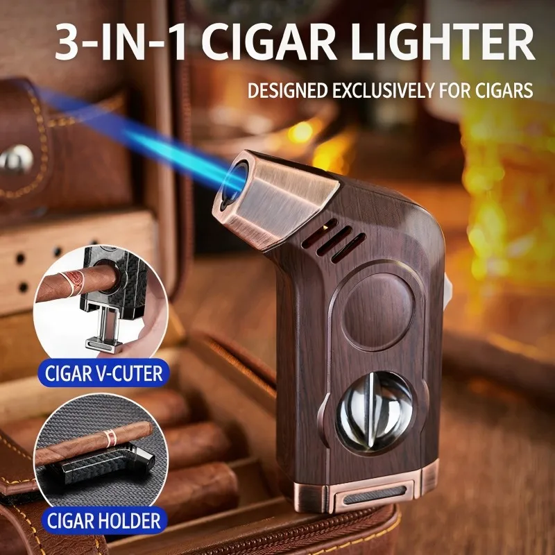 Cigar Lighter Windproof Direct Charge Single Flame Multifunctional 3-in-1 Cigar Holder Cigar Diamond Portable Travel CB-25AT1