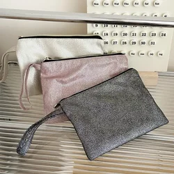 Shiny Sequins Silver Clutch Cosmetic Handbag Makeup Bag Portable Women Toiletries Washing Pencil Storage Bag Organizer Pouch