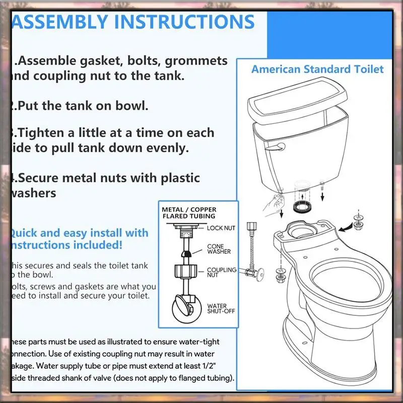 مجموعة ملحقات خزان المرحاض BAAZ HOT مقاس 3 بوصات، متوافقة مع خزان المرحاض الأمريكي AS738756-0070A إلى حشية الوعاء B