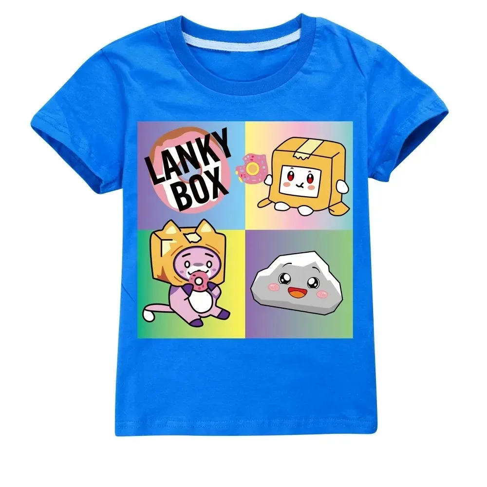 Kawaii Boys T-shirt Cartoon Lanky Box Cute Print Short Sleeve Girls Clothes Summer Casual Fashion Funny Cotton Children Tops Tee