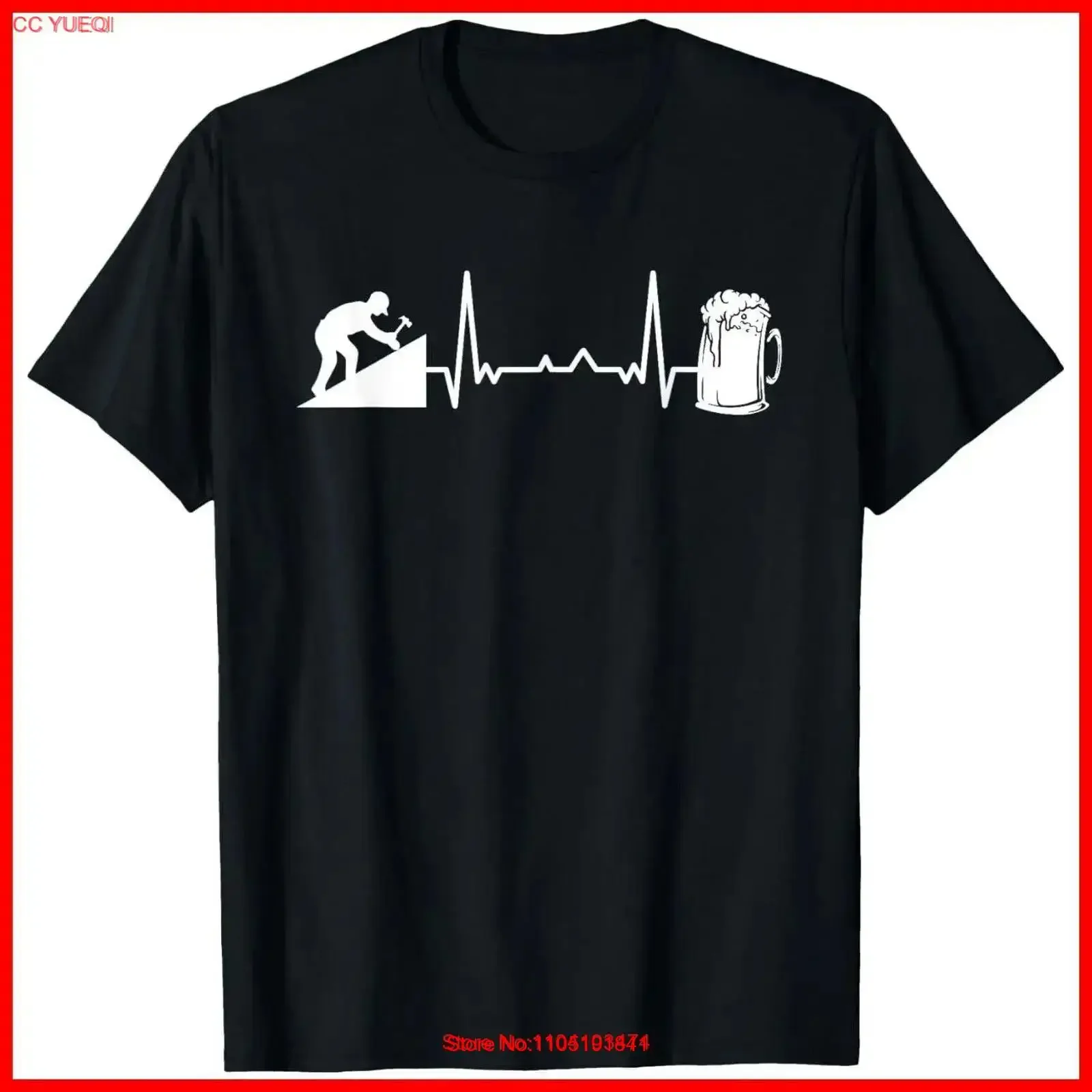 Roofer Roof Construction Heartbeat Ekg Roofing Contractor Black Cotton T Shirt …