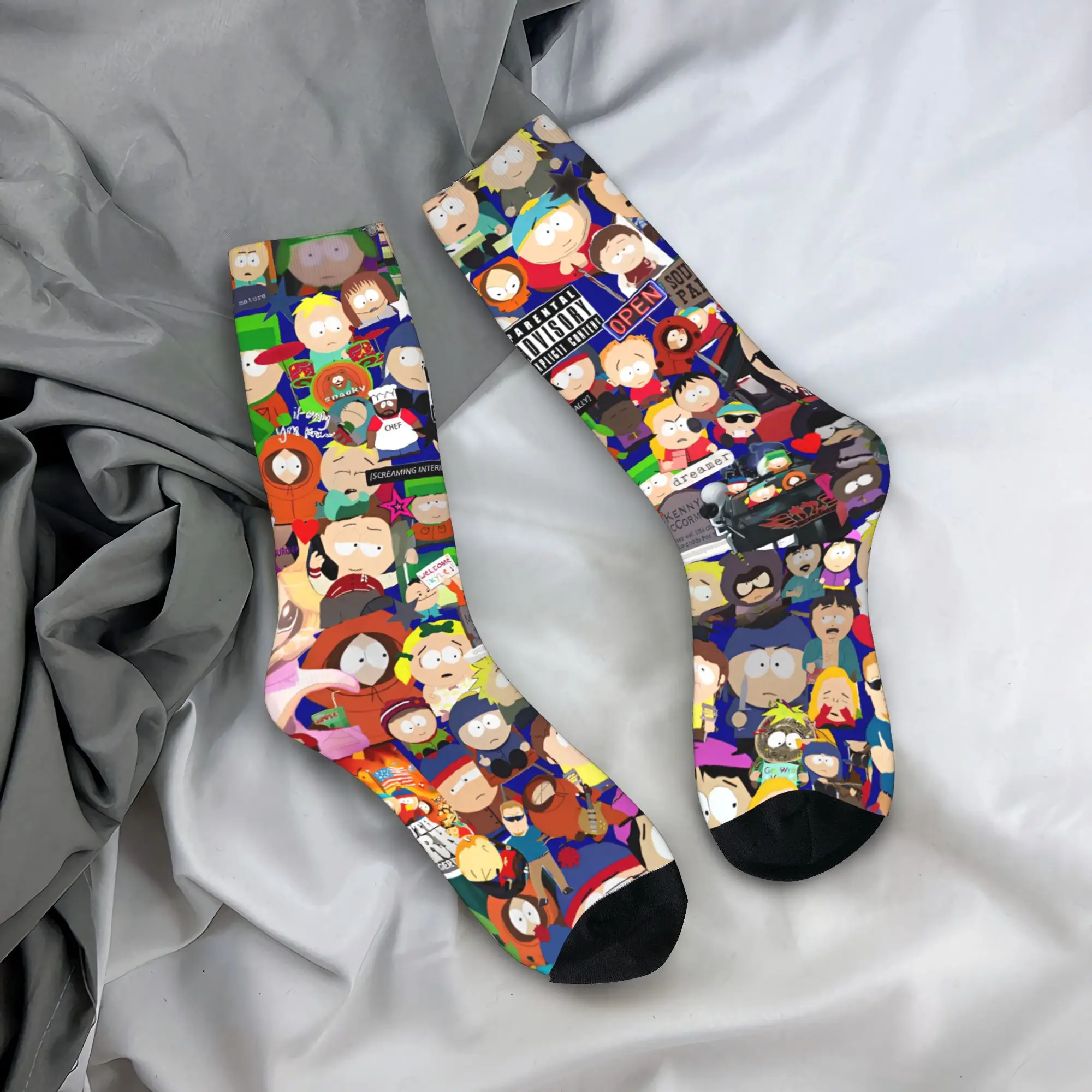 Cartoon S-Souths Cute P-Parks Socks  Harajuku Stockings Couple High Quality Running Sports Socks Winter Graphic Anti Slip Socks