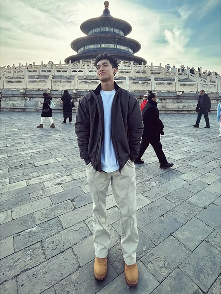 

Стильная мужская куртка-бомбер для весны и осени с воротником-стойкой, в американском стиле, модная, для работы и повседневной носки