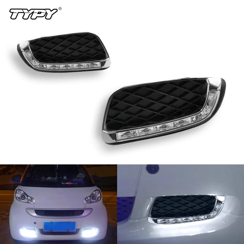 

TYPY Car Flashing 1Pair For Mercedes Benz Smart fortwo 2008 2009 2010 2011 LED DRL Daytime Running Lights Daylight Fog light