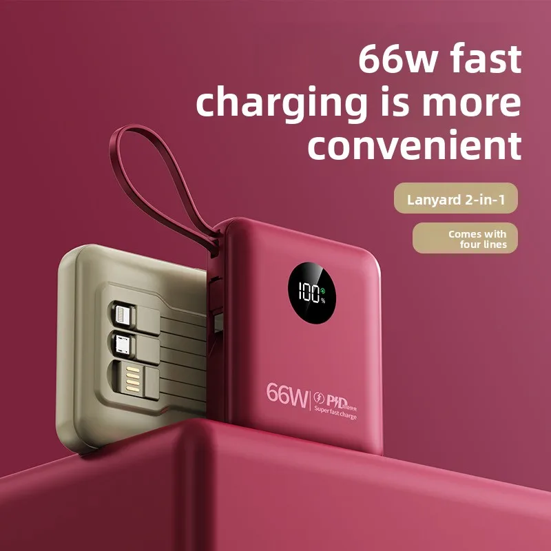 

Power Bank большой емкости 20000 мАч, сверхбыстрая зарядка, внешний аккумулятор 66 Вт, со светодиодным дисплеем, подходит для большинства электроники