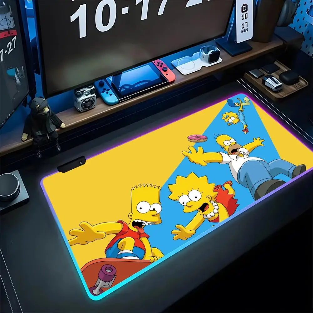

Cartoon The S-Sim-psonsES Mouse Pad Gaming Rgb Mousepad Backlit Keyboard Gamer Girl Xxl Laptop Mat Table Music Pads Deskpad
