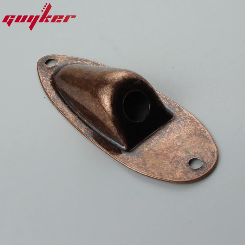 1 Piece Oval Curved Metal Jack Plate Jackplate Bronze for Electric Guitar Bass