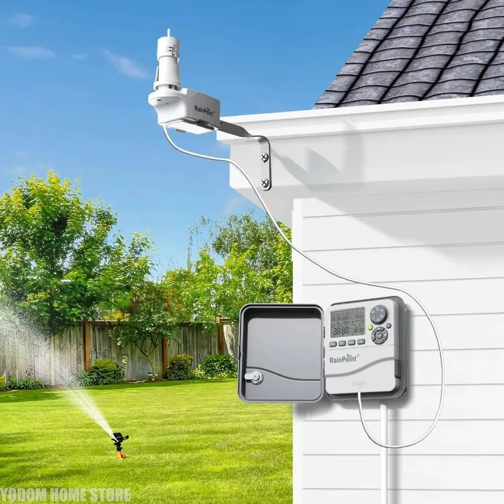 RAINPOINT Wired Rain Sensor For Sprinkler Controller, Irrigation System, Automatic Shut Off With Adjustable Dry-Out