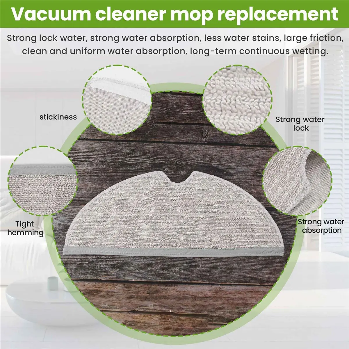 MEIMEI- накладка для швабры, 4 упаковки, ткань для швабры из микрофибры для Roborock S6 S6 Pure S6 MaxV S5 Max S5, замена швабры для робота-пылесоса