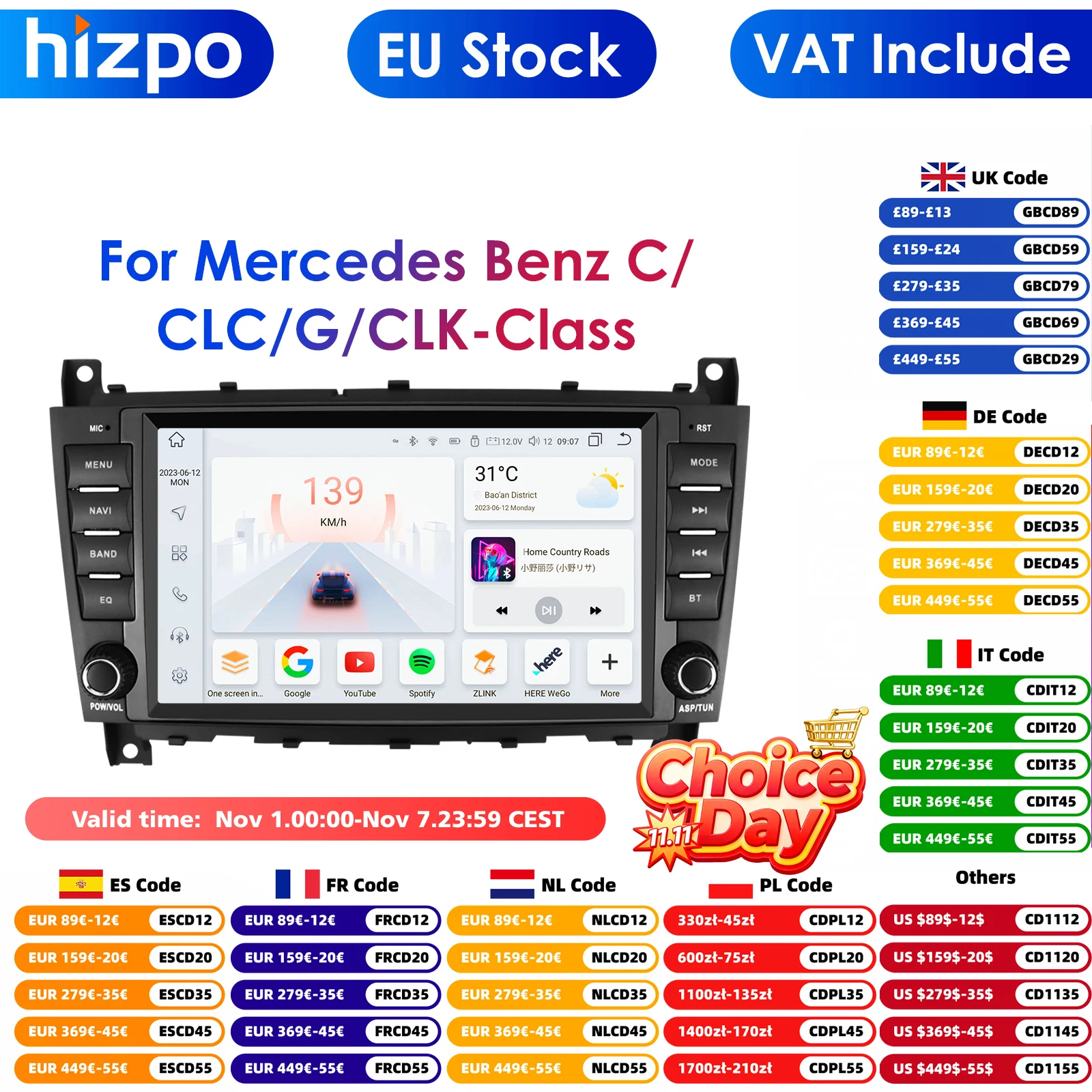 4G-LTE Carplay Android Car Radio GPS for Mercedes Benz C-Class W203/CLC W203 Multimedia RDS 2Din Autoradio Stereo Video