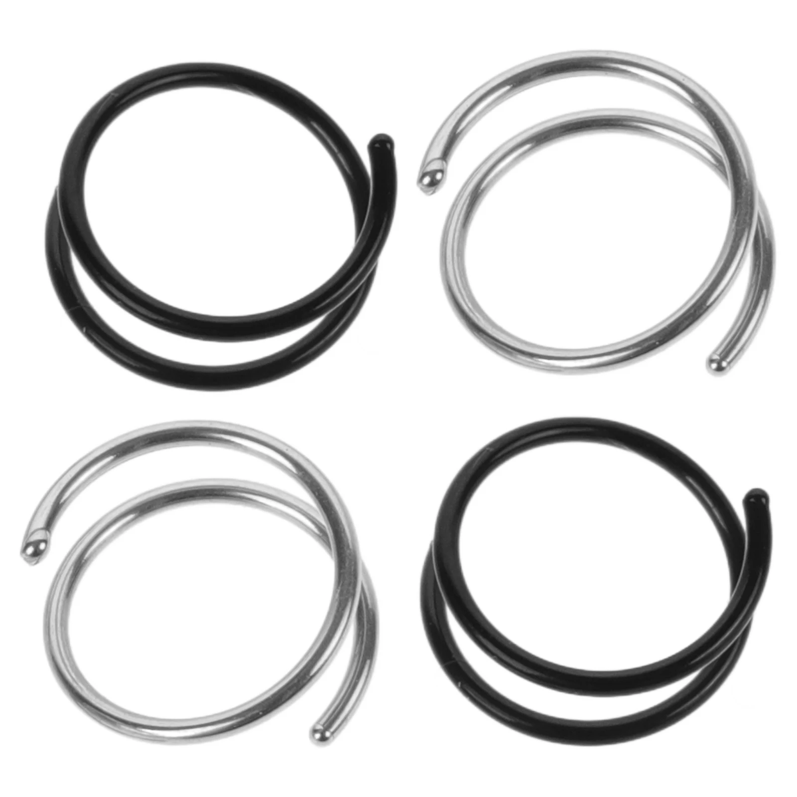 4 stuks dubbele spiraal neusringen roestvrij staal hypoallergene neus sieraden voor vrouwen trendy dansvoorstelling decor