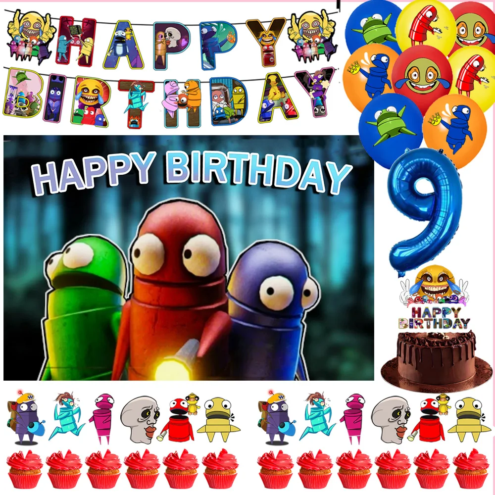 

R&R.E.P.O. Mailbox Personed Birthday Party Decoration Number Balloons Cake Topper Popular Game Background Banner Party Supplies