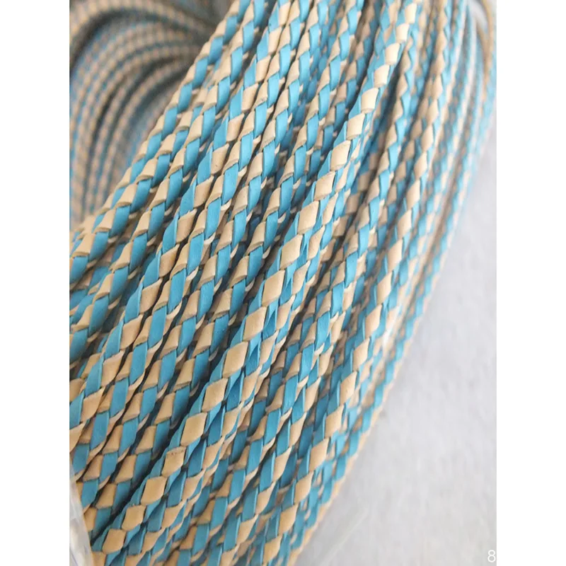 50m 3mm  HotSale Light Blue Braided Leather Cord For Jewelry Making  Jewelty Cord Findings