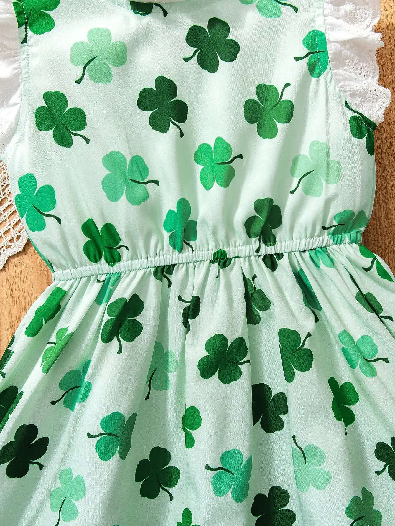 فستان بناتي بطبعة البرسيم من 4 إلى 7 سنوات |   خفيفة الوزن ومريحة |   النعناع الأخضر |   ملابس عائلية للربيع والصيف للسفر