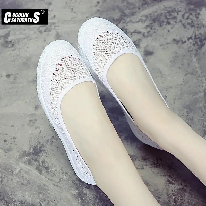 Cuculus Summer Women Shoes nurse shoes Casual Cutouts Lace Canvas Shoes Hollow Floral Breathable Platform Flat Shoes feminino436