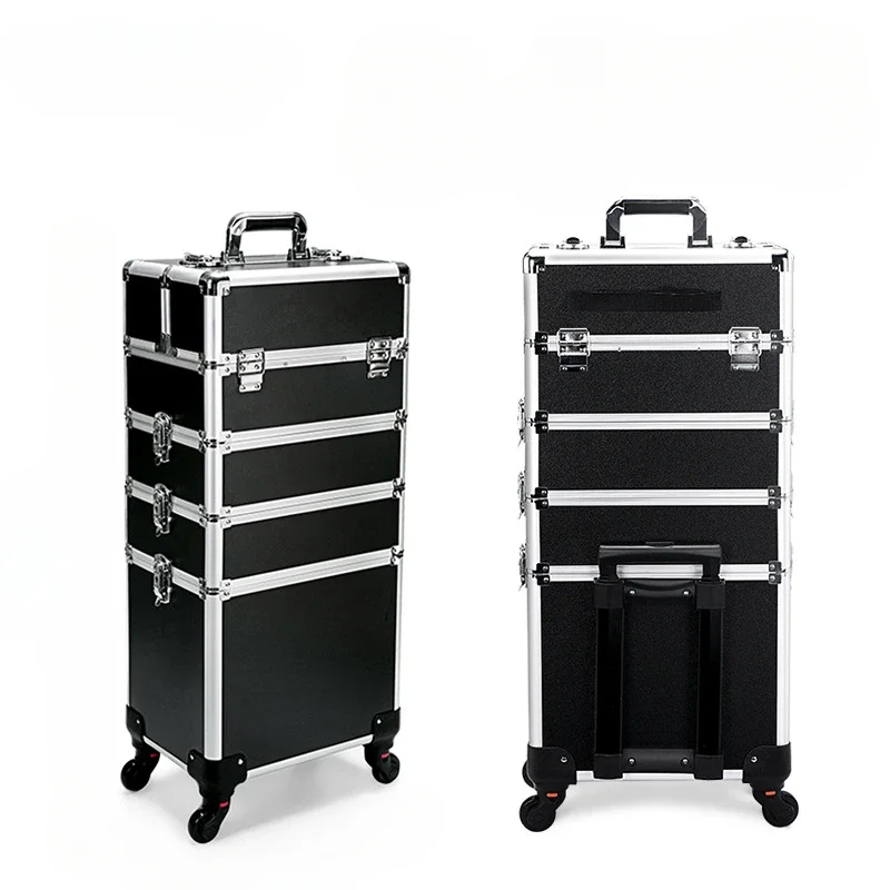 Professional 2/3/4 Layers Trolley Makeup Suitcase Detachable Nail Tattoo Embroidery Beauty Toolbox Makeup Trolley Case