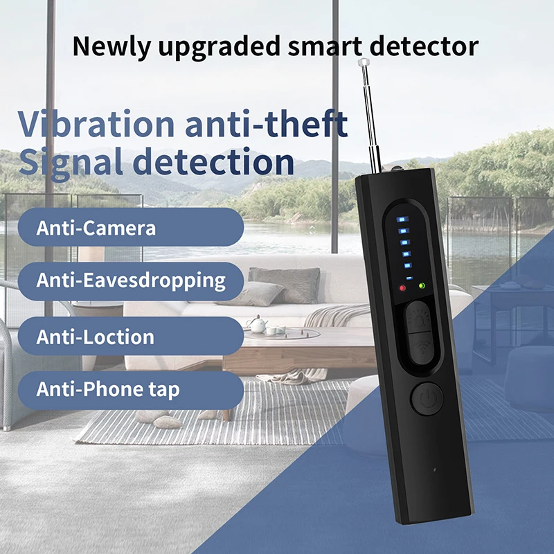 Detector de sinal portátil anti-espionagem câmera localizador anti-espião scanner infravermelho fonte de sinal anti-perdido som e alarme de luz