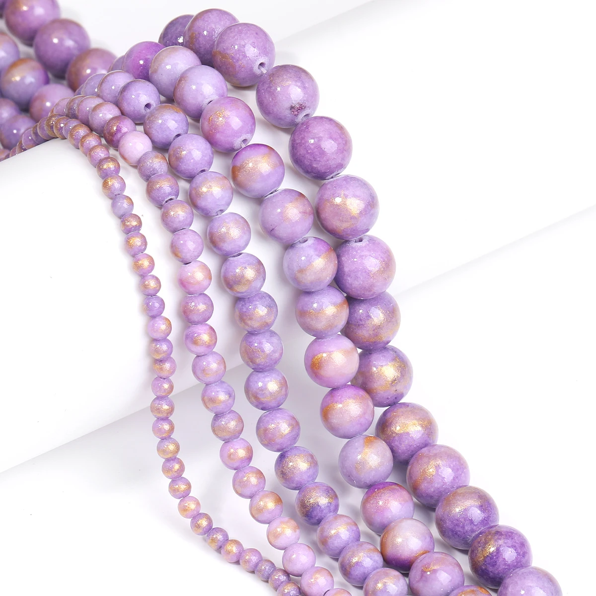 مهشان اليشم الذهب الضوء الأرجواني حبة حجر ثقب كبير 1.6-1.8 مللي متر سوار ذاتي الصنع إكسسوارات 4/6/8/10/12 مللي متر بالجملة دروبشيبينغ #4