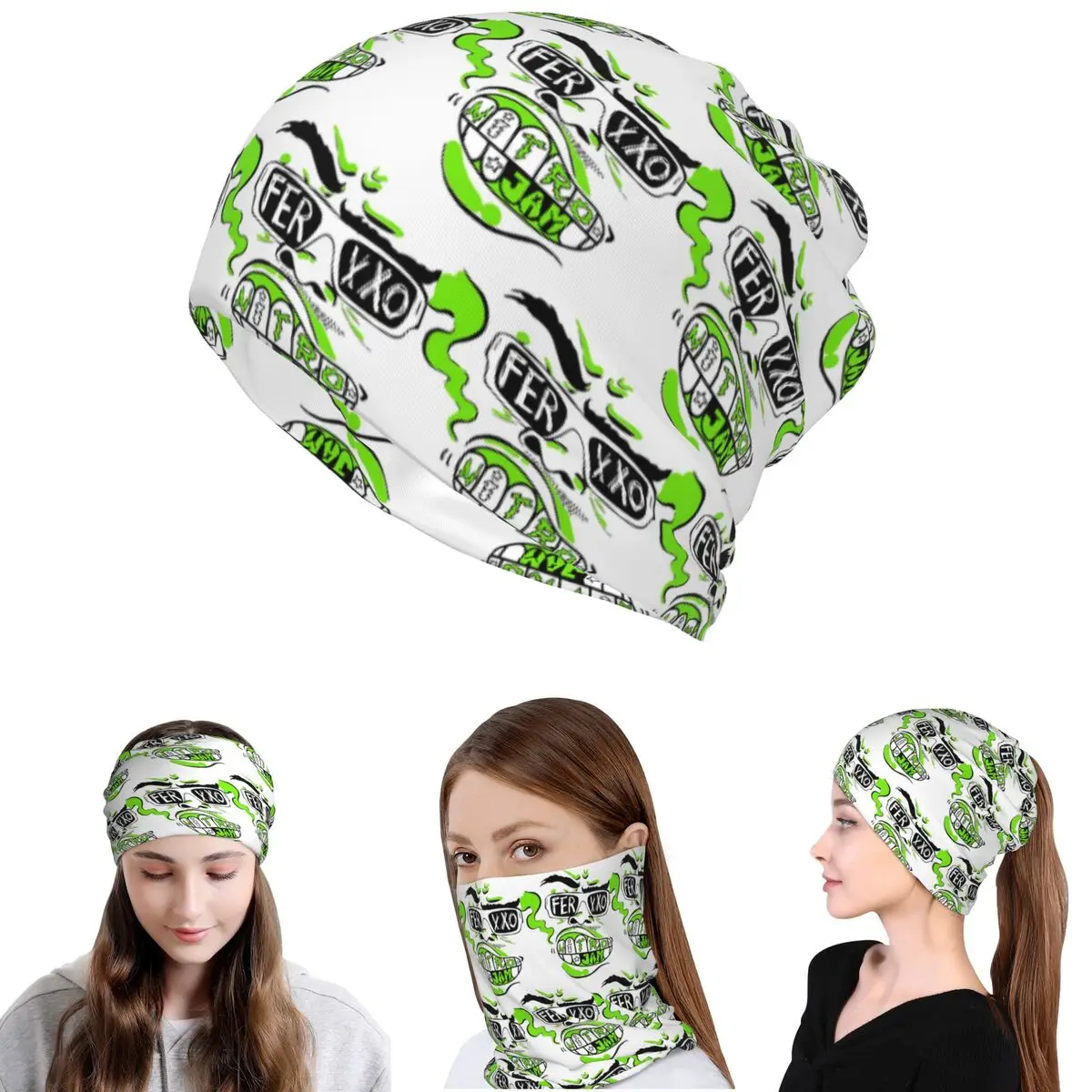 Feid Ferxxo Singer Tour Logo Fun Music Album Bandana Neck Cover Face Scarf Headband Beanies Hat for Men Women Adult Washable