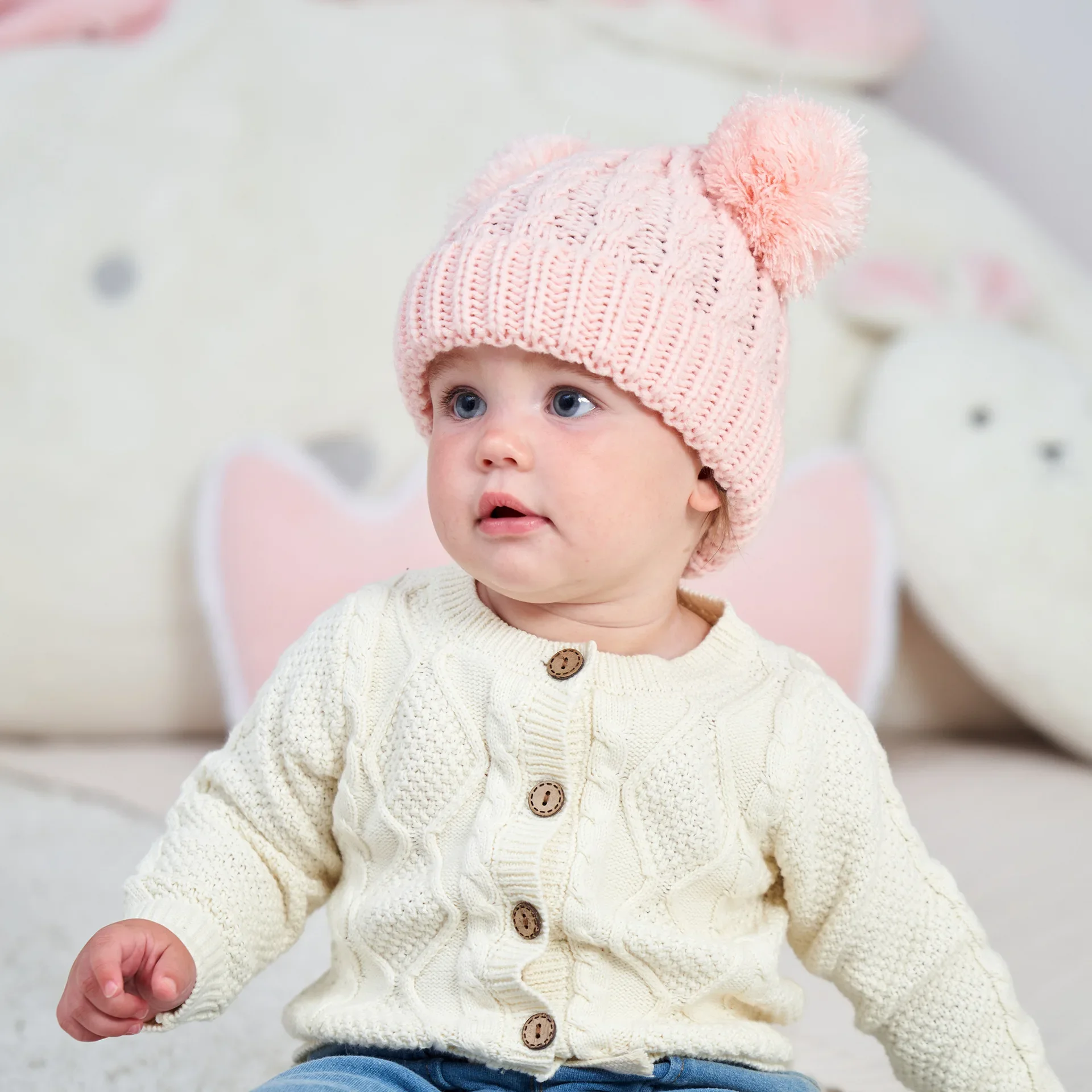 Herbst Winter Baby Hut für Mädchen Mütze Motorhaube Kinder niedlichen Pompons Strick mützen solide Neugeborenen Accessoires wärmer Zeug Kleinkind