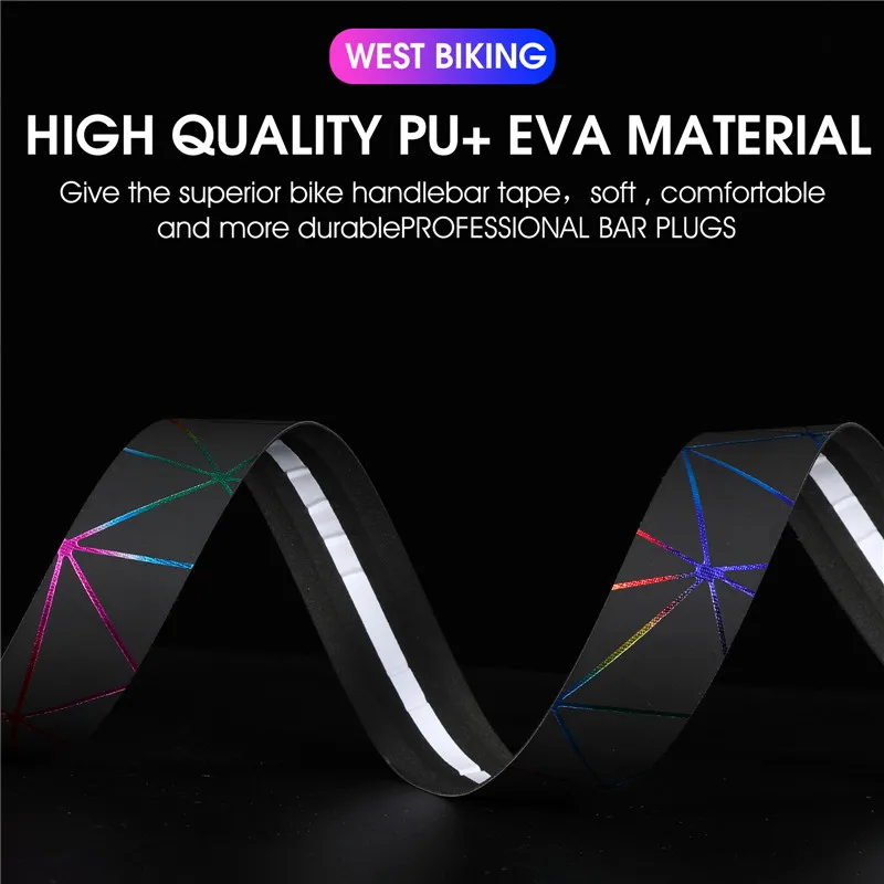 WEST BIKING Bicycle Handlebar Tape Soft  EVA PU Bike Bar Tape Professional Cycling Damping Anti-Vibration Wrap With 2 Bar Plugs