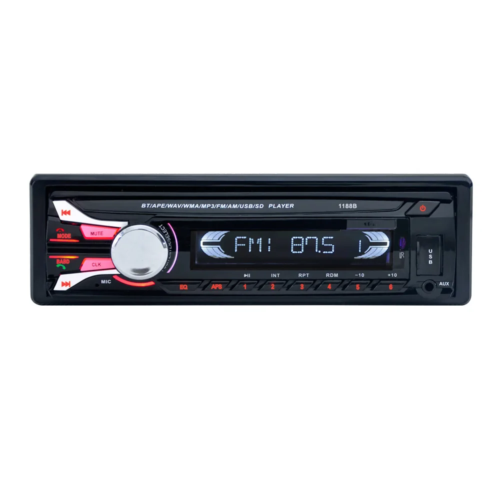 

1188B Bluetooth Car Stereo Audio 1Din Player With Phone Holder In-Dash Fm Radio Mp3 Player Aux/Usb/Sd Card With Remote