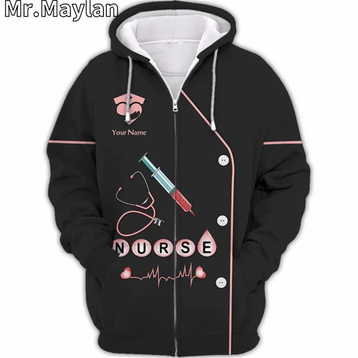 NURSING CUSTOM GIFT FOR NURSE UNIFORM BLACK 3D Hoodie Men/Women Sweatshirt Streetwear Zip Pullover Casual Jacket Tracksuits