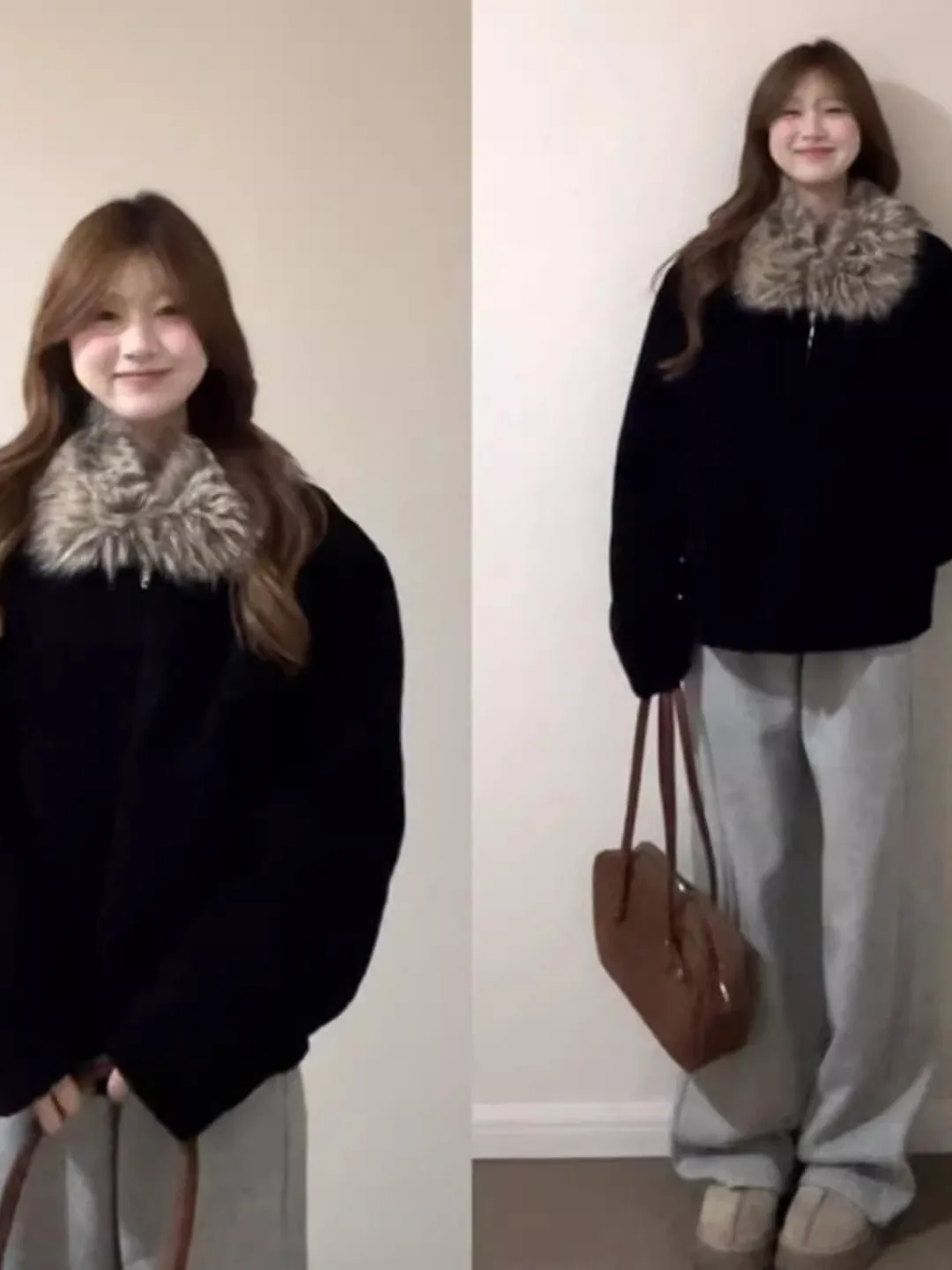 

Утепленная женская куртка с меховым воротником, комбинированная из кожи и меха, зимняя теплая повседневная модная верхняя одежда