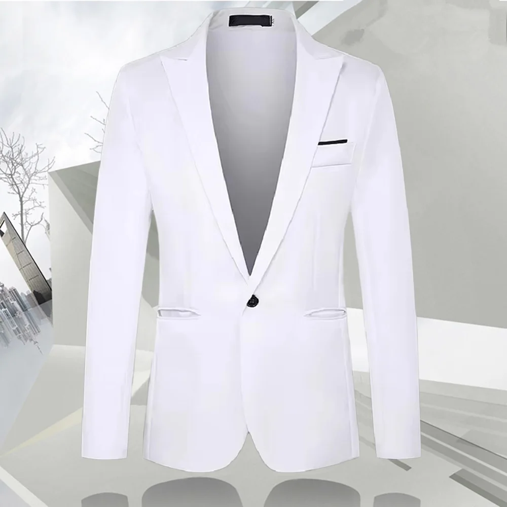 Men\'s Autumn Trendy Slim Suit Formal Subtlety Jacket Casual Business Pure Color Lapel Long Sleeve Light Luxury Suit Streetwear