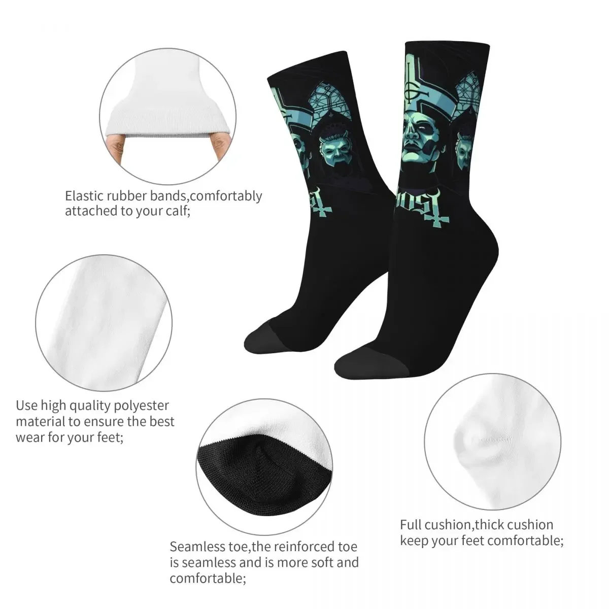 All Seasons Hip-hop Men's Women's Rock Band Ghost BC Socks Merchandise Print Socks Cotton Best Gifts