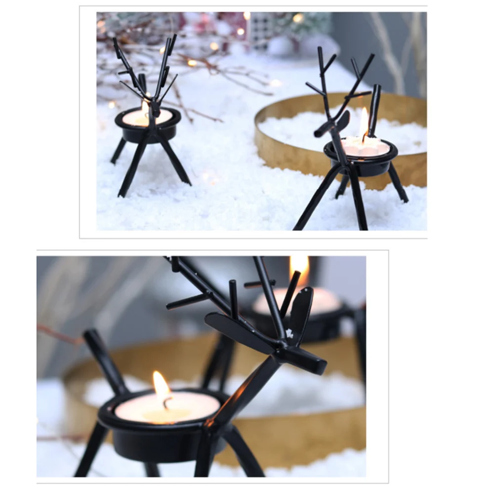 

4 Pcs Deer Shaped Iron C Holders Tealight Christmas Indoor Outdoor Decor Reusable Wedding Birthday Gifts