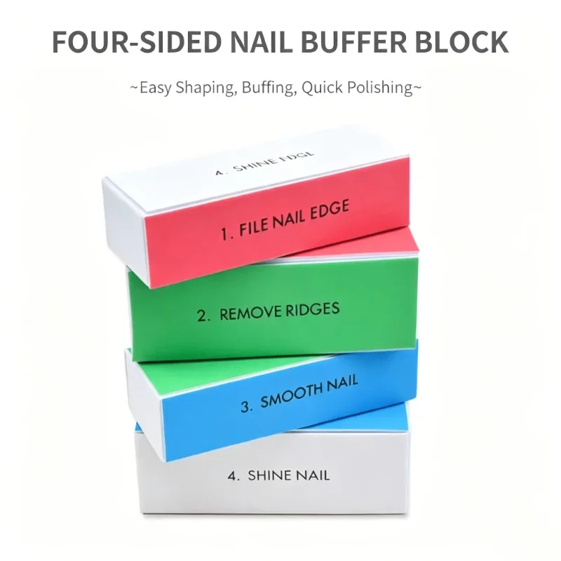 2/4pcs 4 Way Nail Buffer Block Multi-Sided Nail Polishing Sanding Block Professional Manicure Nail File Tool for  Home Salon Use