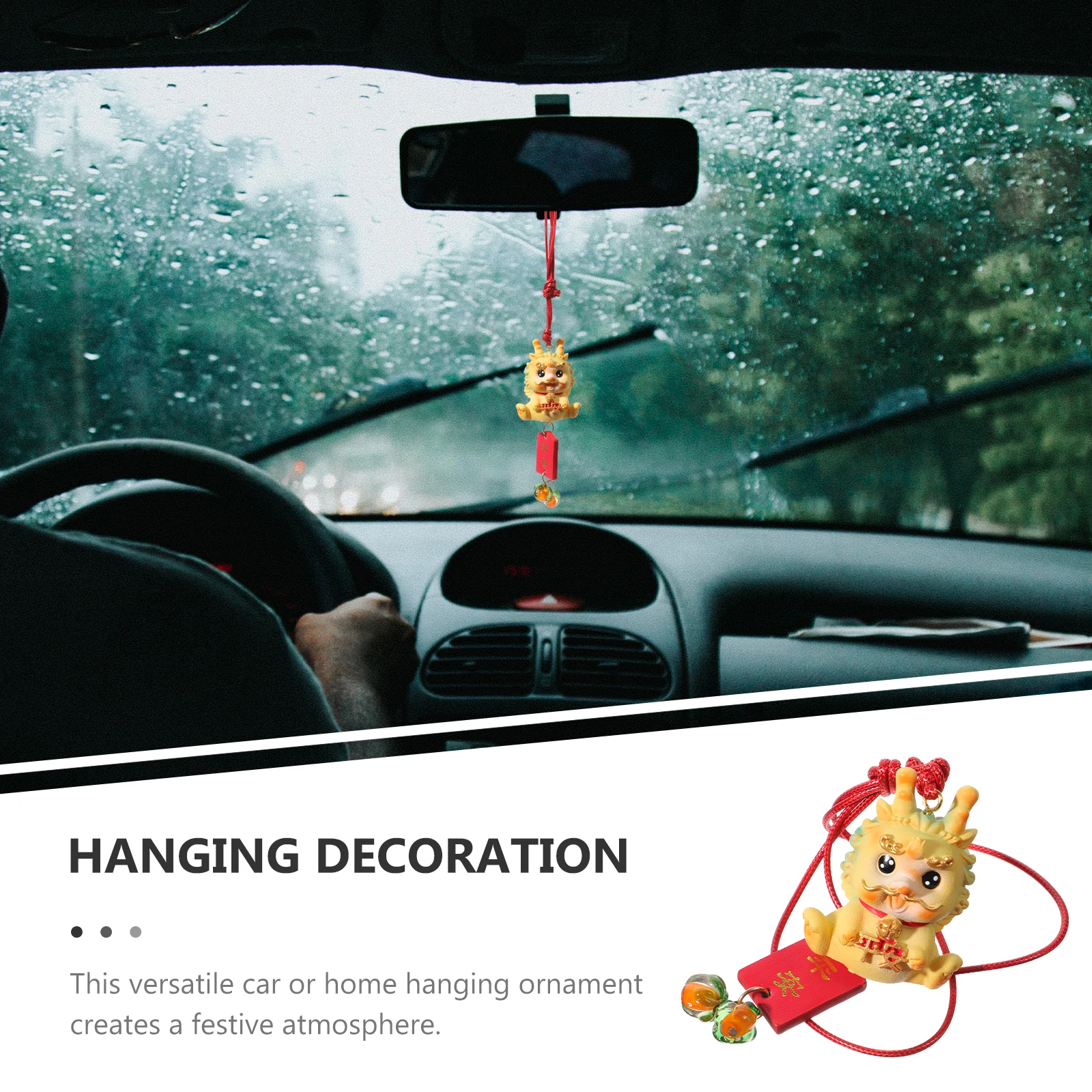 

Rear View Mirror Accessories Dragon Hanging Pendant Resin Car Charm for Rearview Interior Decor Durable Longevity Peace Symbol