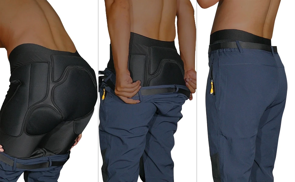 AVIVOR Gepolsterte Schutzshorts für Snowboard, Skate und Ski, Vollschutz für Hüfte, Po und Steißbein – Detail 1