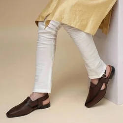 Nieuwe Bruine Sandalen Voor Mannen Gesp Riem Jurk Schoenen Handgemaakt Zwart Maat 38-46 Sandale Homme