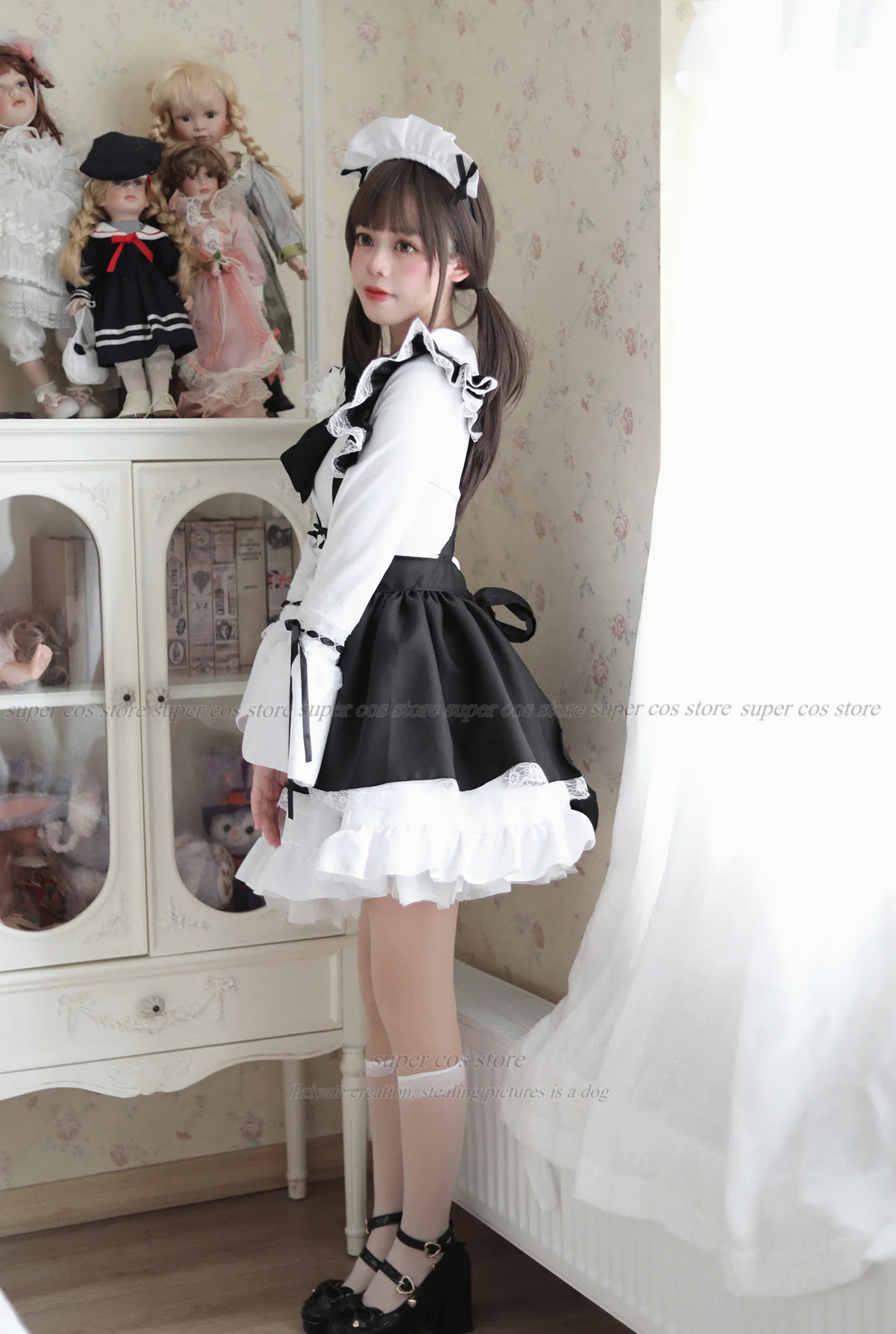 2024 ขายร้อนS-5XLขนาดใหญ่ชุดแม่บ้านSuperน่ารักโบว์ใหญ่Lolitaชุดสีชมพูน่ารักกระโปรงLolita Jsk Lolitaเสื้อ