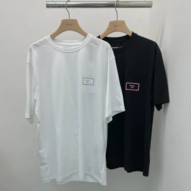 

Oversized Unisex Box Logo Martine Rose Tshirts High Quality Cotton Round Neck Short Sleeve Casual Street Tops Men Women T-shirt